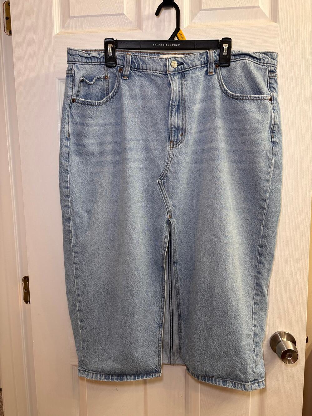 Y2K Abercrombie & Fitch High Rise Denim Midi Maxi Skirt Light Wash Size 34/18